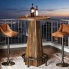 Round Pub Table, Counter Height Bar Table With Footrest