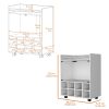 Minneapolis Bar Cart with Integrated 8-Bottle Rack, Glass Encased Cabinet and Aluminum Bar Top