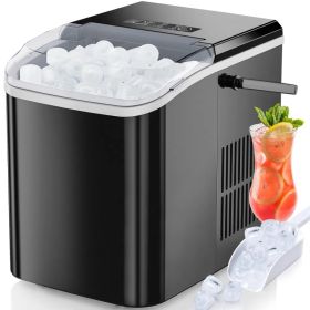 Countertop Ice Maker With Handle, 26lbs&24H Portable Ice Machine, 9 Bullet Ice Cubes Ready In 6 Mins, Self-Cleaning, Quiet Compact Ice Maker For Home, (Option: Black)