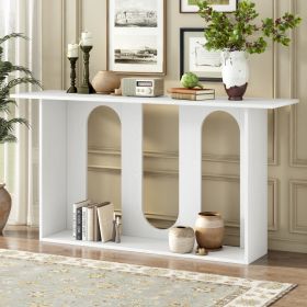 U-STYLE Modern And Curved Design Ash Veneer Console Table With Shelf Suitable For Entryway Hallway Living Room Foyer Corridor (Option: White)