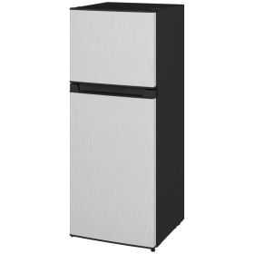 Small Fridge with Freezer, 4 Cu Ft Refrigerator with Reversible Doors (Color: Silver)