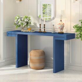 U- Style Large 60- Inch Console Table With Geometric Clean Lines Design Stylish Entryway Table With Painted Finish And Adjustable Feet Suitable For Li (Option: Navy Blue)