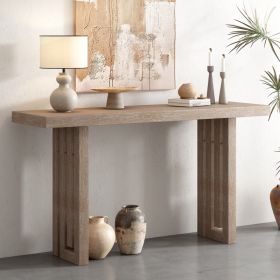 U-STYLE Uniquely Designed Oak Veneer Console Table With Distinctive Side Shapes  Suitable For Entryway  Hallway  Living Room  Foyer  Corridor (Option: Natural)