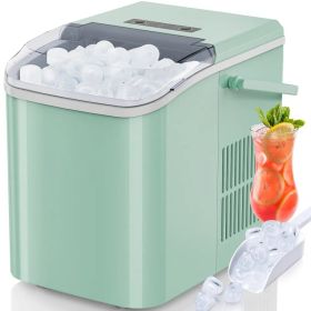 Countertop Ice Maker With Handle, 26lbs&24H Portable Ice Machine, 9 Bullet Ice Cubes Ready In 6 Mins, Self-Cleaning, Quiet Compact Ice Maker For Home, (Option: Green)