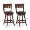 Set of 2 Swivel Bar Stools with Rubber Wood Frame