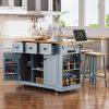 53 inch Large Kitchen Island with Drop Leaf,Power Outlet,Door Internal Storage Rack