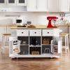 53 inch Large Kitchen Island with Drop Leaf,Power Outlet,Door Internal Storage Rack