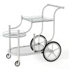 3-Tier Home Bar Serving Cart on Wheels with Mirrored Shelves
