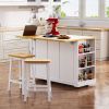 53 inch Large Kitchen Island with Drop Leaf,Power Outlet,Door Internal Storage Rack
