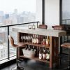 Home Bar Unit, Modern 2-Tier Bar Table with Footrest