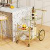 3-Tier Home Bar Serving Cart on Wheels with Mirrored Shelves