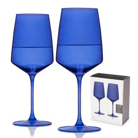 Reserve Nouveau Crystal Wine Glasses Viski (Color: Cobalt)